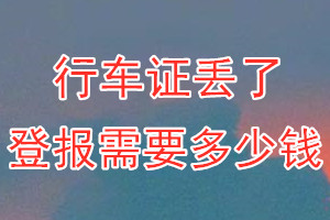 行车证丢了登报需要多少钱？