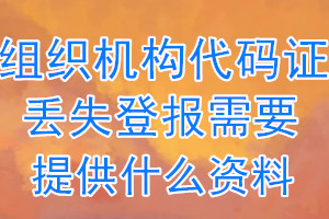 组织机构代码证丢失登报需要提供什么资料