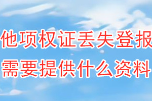 他项权证丢失登报需要提供什么资料