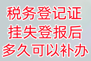 税务登记证丢失登报后多久可以补办