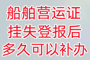 船舶营运证丢失登报后多久可以补办