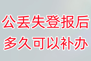 公章丢失登报后多久可以补办